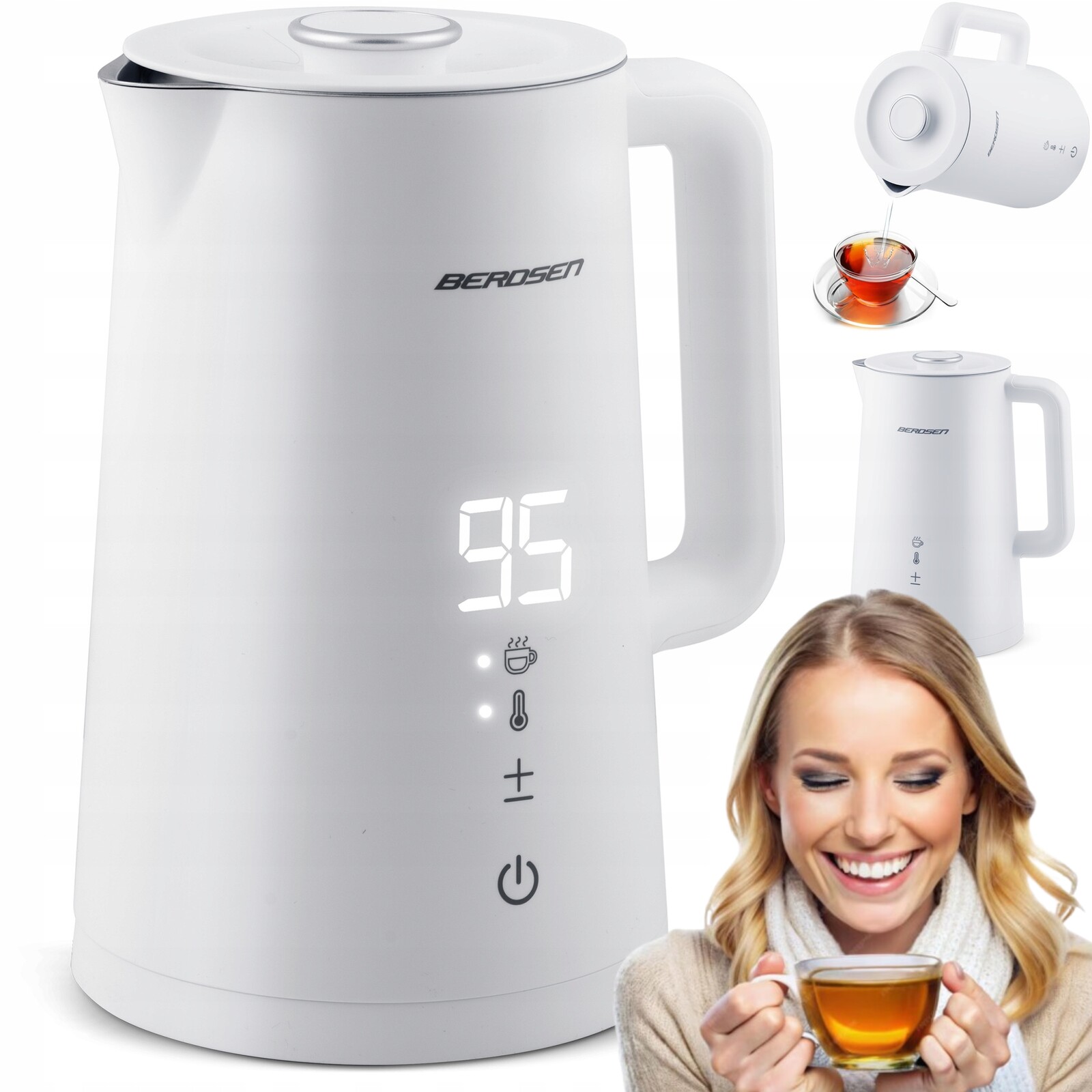 Výkonná Elektrická Konvice S Regulací Teploty 2200 W, Dotykový Panel 1,7 L