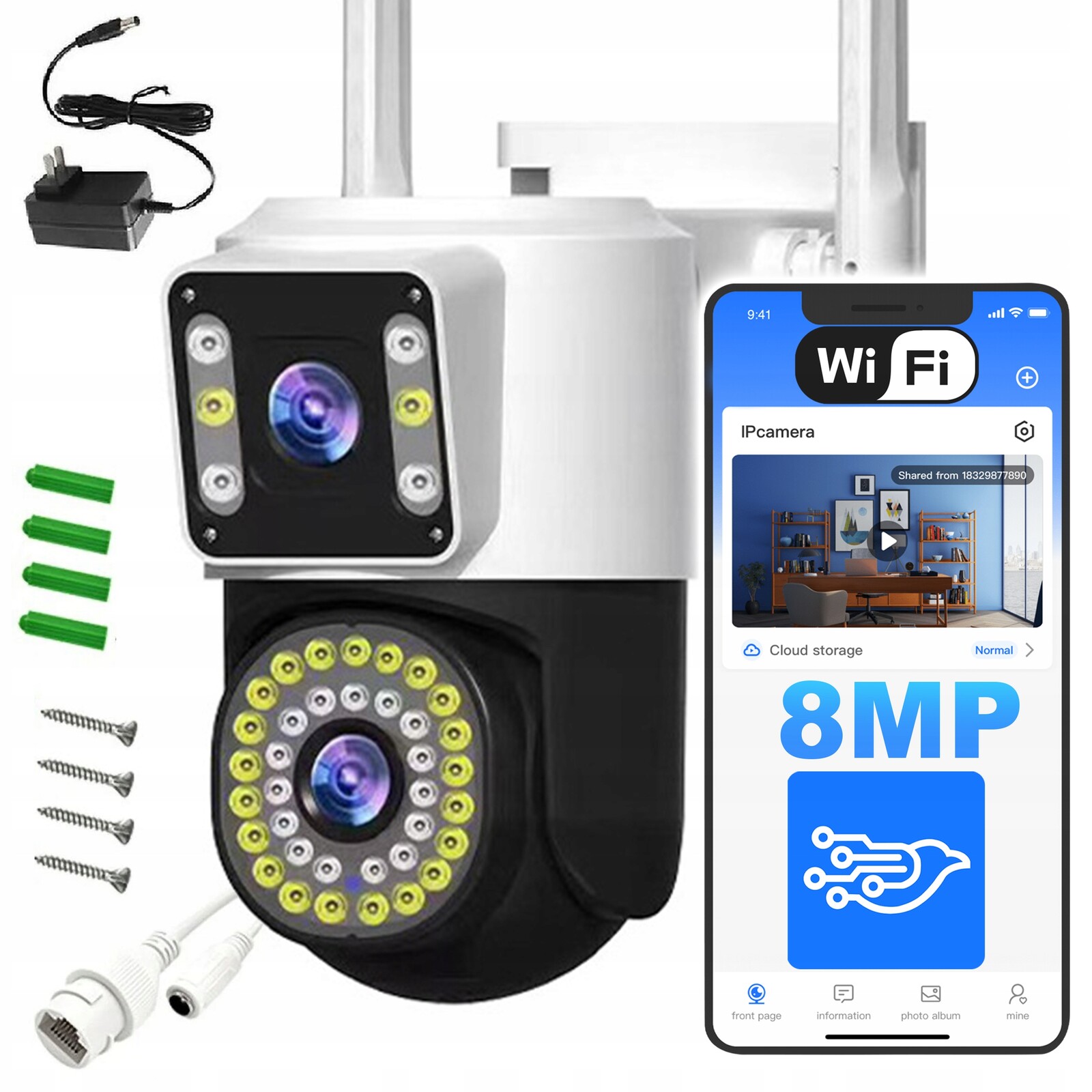 Dvojitá Otočná Wifi Kamera Ip Uhd Audio Venkovní 8MPX 8MP 4K Detekce