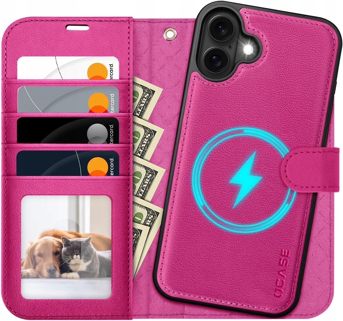 Ocase pouzdro Magsafe pro iPhone 16 s klopou, růžové 2v1 pásek