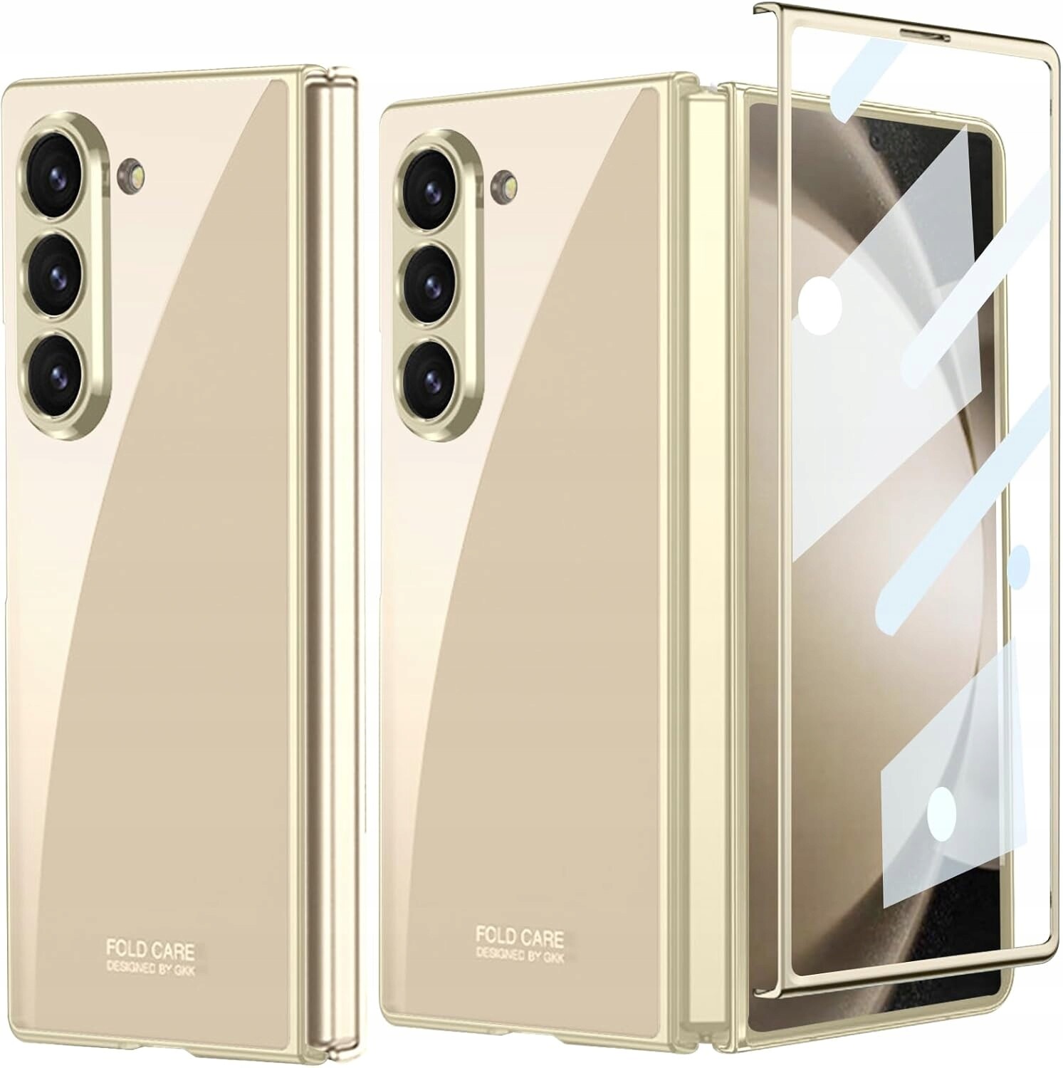 Ninki pouzdro pouzdro 360 pro Samsung Galaxy Z Fold 6, rychlé ochranné zlaté rámeček