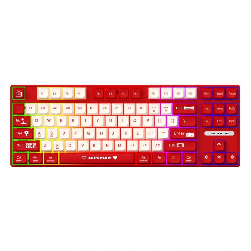 Ajazz AK870 MC Drátová mechanická klávesnice, Full Key Hot Swap, červená hřídel