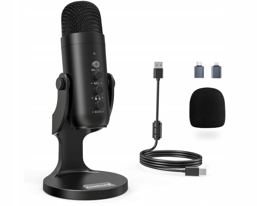 Usb mikrofon ZealSound K66 Plug&Play Kompatibilní s Pc, PS5, Mac