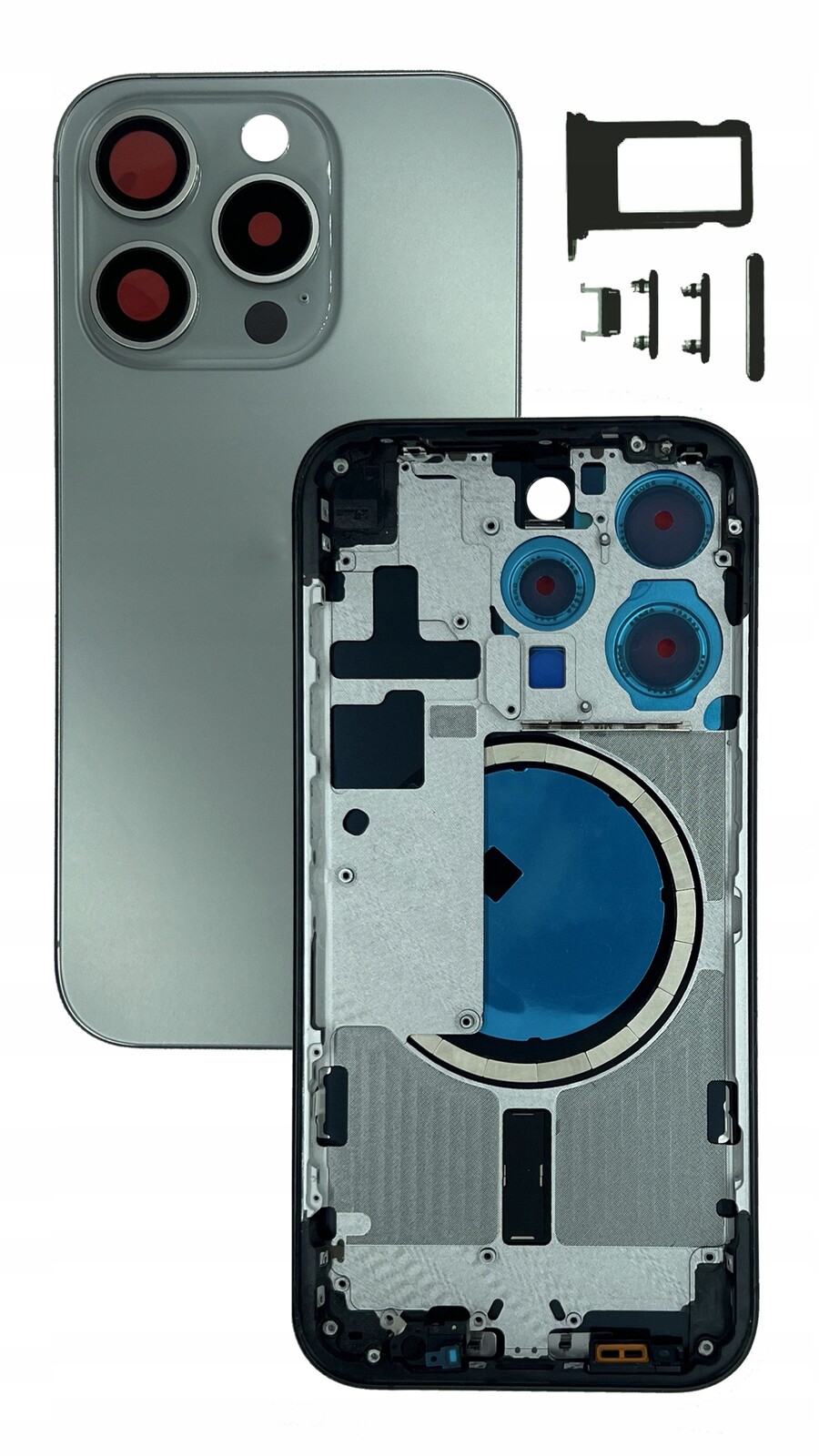 Kompletní pouzdro Šedé pro Apple iPhone 15 Pro, tělo, rámeček, náhrada