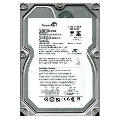 Seagate 750GB Barracuda ES.2 7.2K 32MB Sata II 3.5'' ST3750330NS