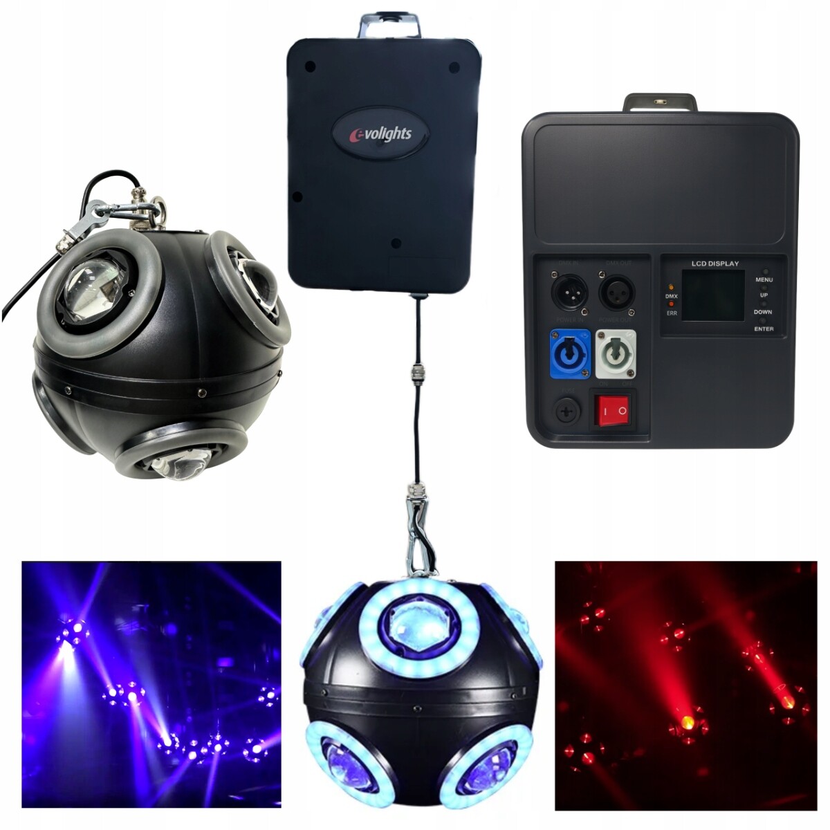 Evolights Cosmic Ball – světelný multiefekt 360° Led Beam Ring DMX