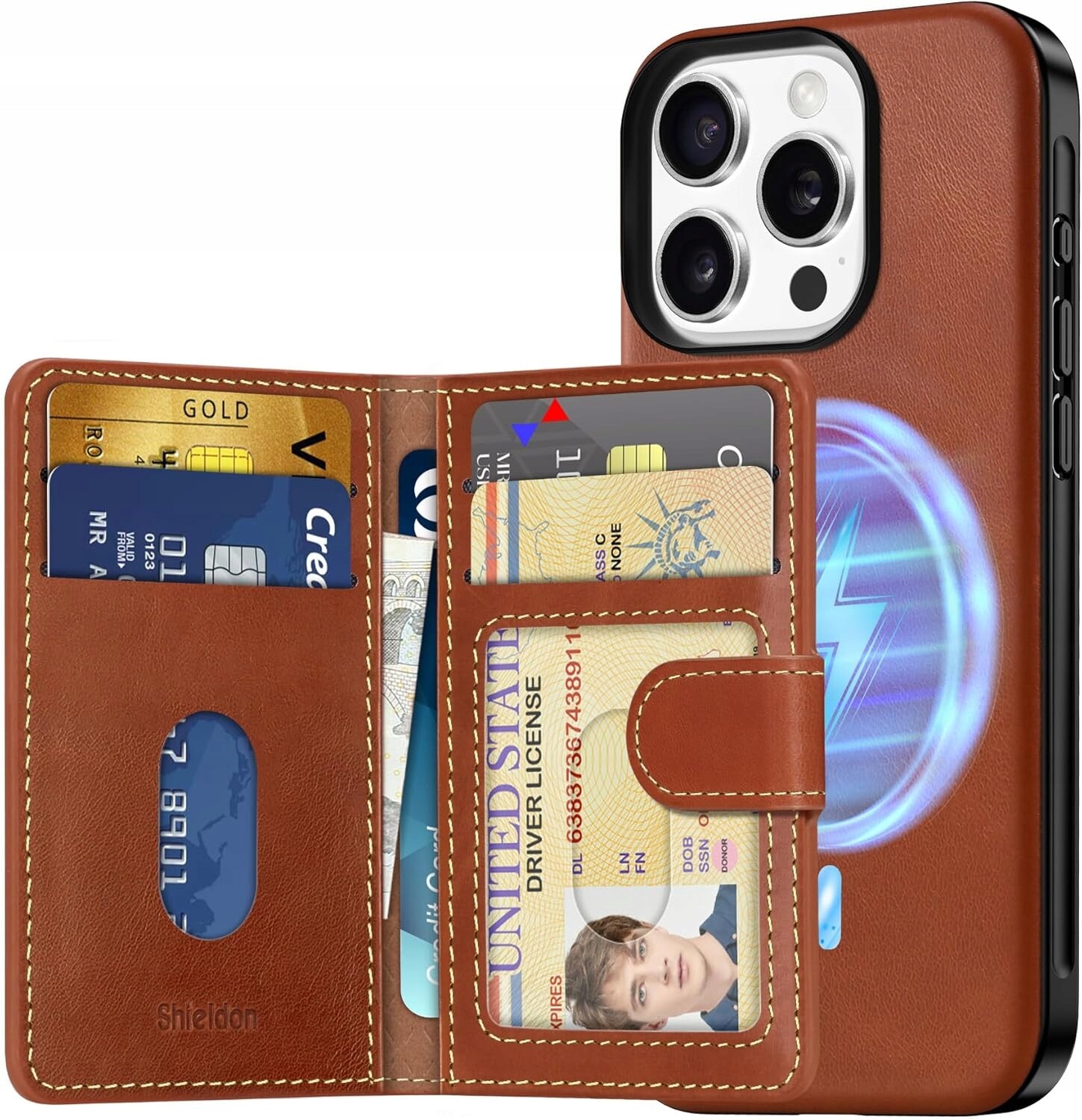 Shieldon přírodní pouzdro MagSafe pro iPhone 16 Pro peněženka MagSafe