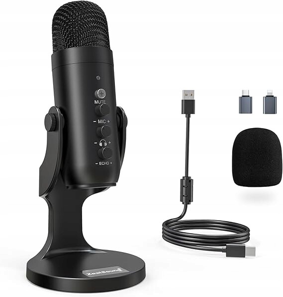 Usb mikrofon ZealSound Malý mikrofon na stojanu pro nahrávání podcastů
