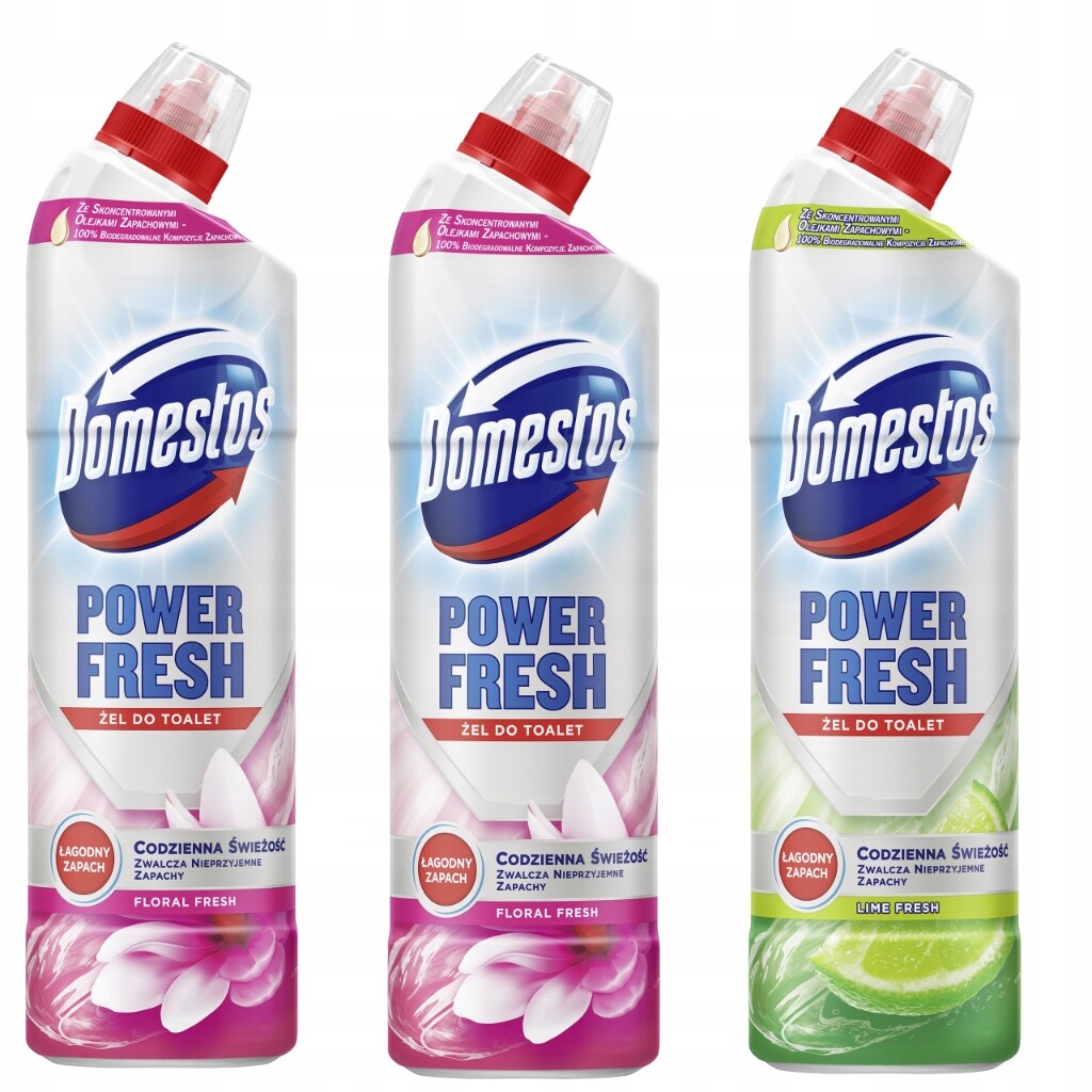 Domestos Sada Power Fresh Gel pro toalety Floral Fresh 1,4 L Lime 0,7 L