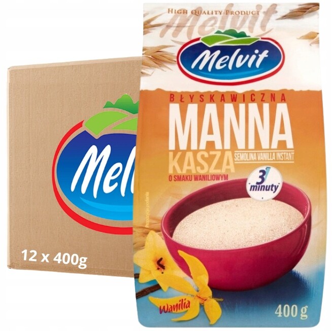 Melvit Blesková kaše Manna s vanilkovou příchutí 400 g x 12 kusů