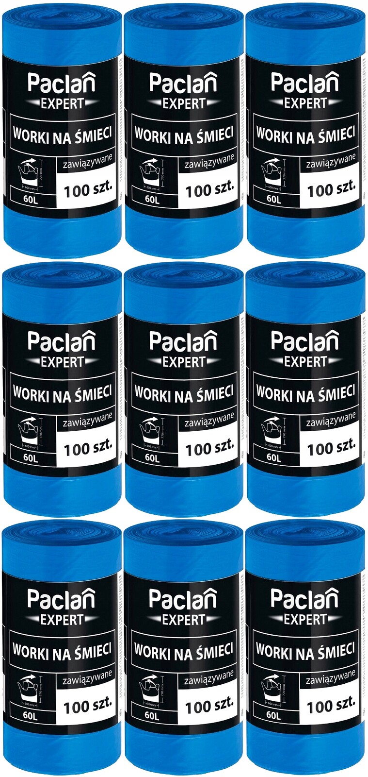 Pytle Na Odpadky 60L 900 Kusů Vázané Silné Nepraskající Paclan Expert