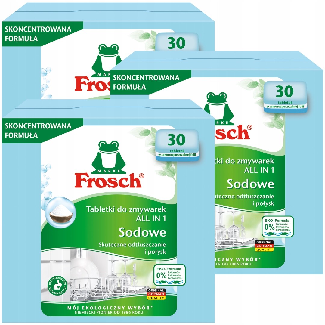 Frosch Tablety do myčky nádobí Německé Se Sodou kapsle 90 Kusů All in One