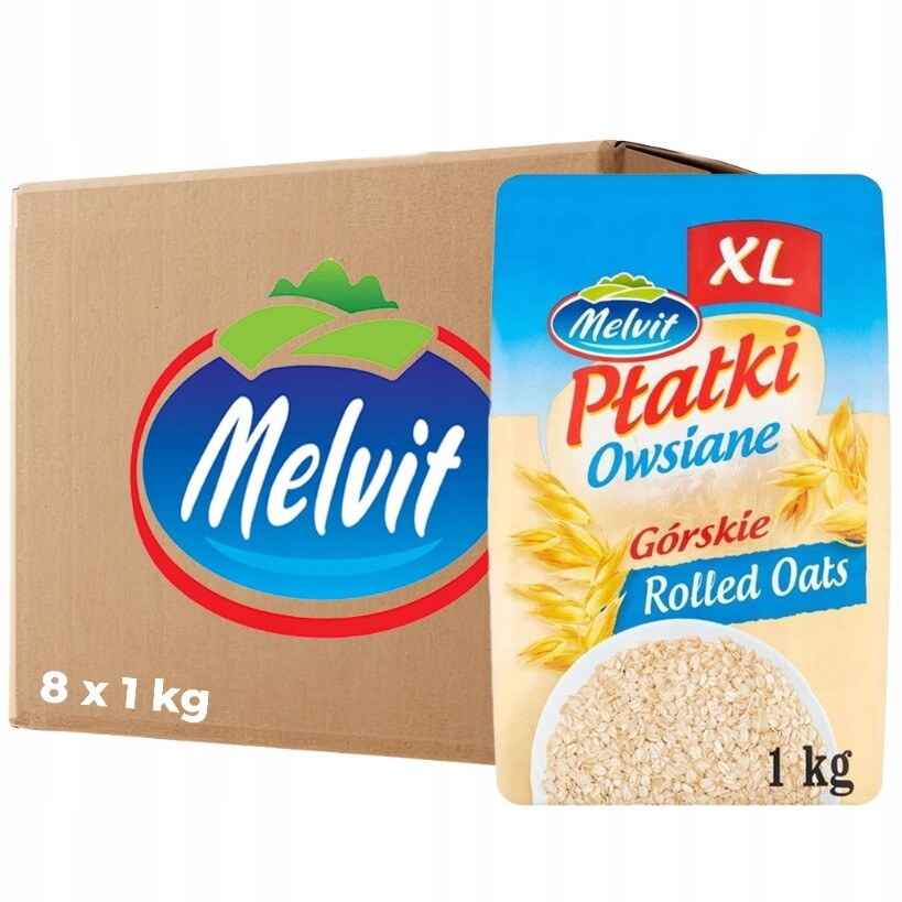 Melvit Ovesné vločky XL 1 kg x 8 kusů