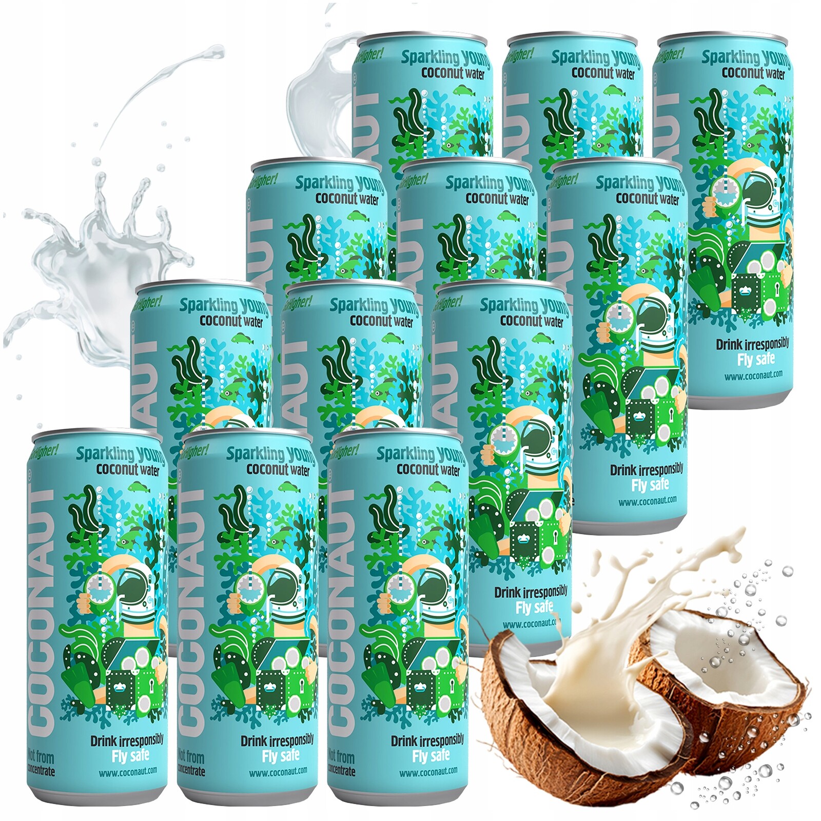 12 X Přírodní Voda Z Mladého Kokosu, Nápoj V Plechovce Coconaut, Sycený 320 ML