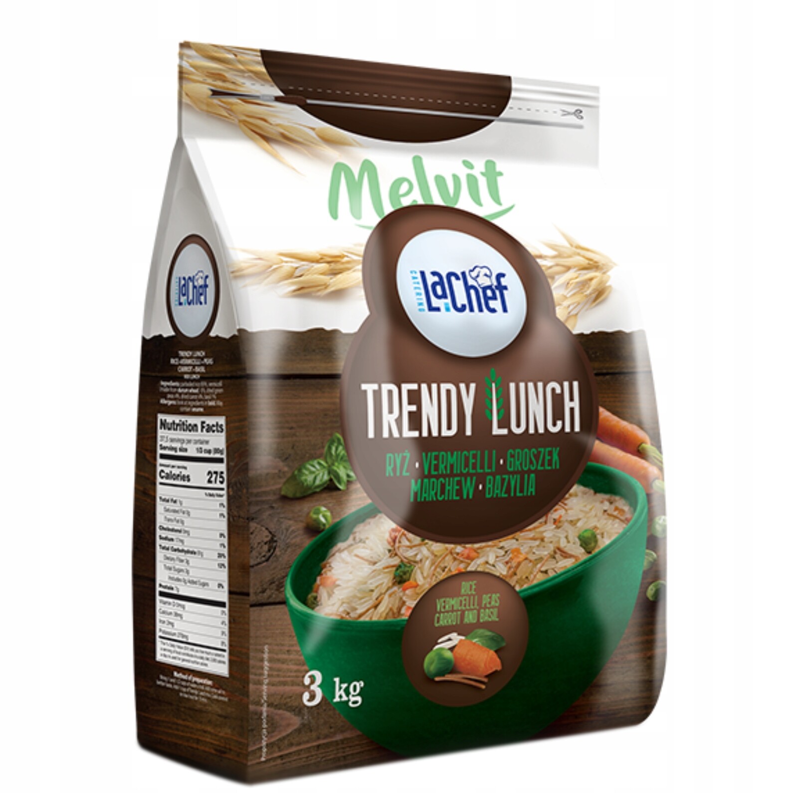 Melvit Trendy Lunch Rýže vermicelli, hrášek, mrkev, bazalka 3 kg
