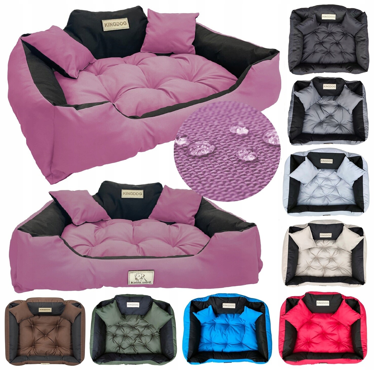 Pelíšek pro psa kotec Kingdog 75x65 cm personalizovaná, voděodolná, růžová