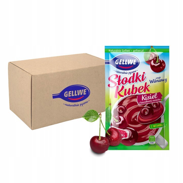 Gellwe Sladký Kysel s kousky ovoce, třešňová příchuť 28 g x 30 kusů