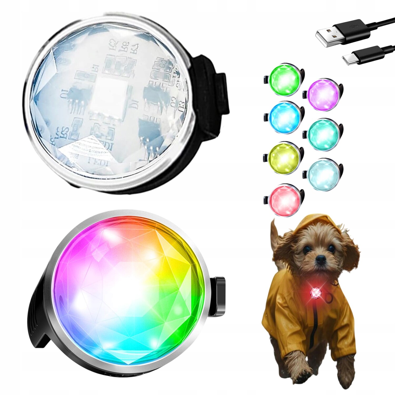 Světelný Obojek Pro Psa Nastavitelný, Voděodolný Pro Malé Psy, 7 Barev