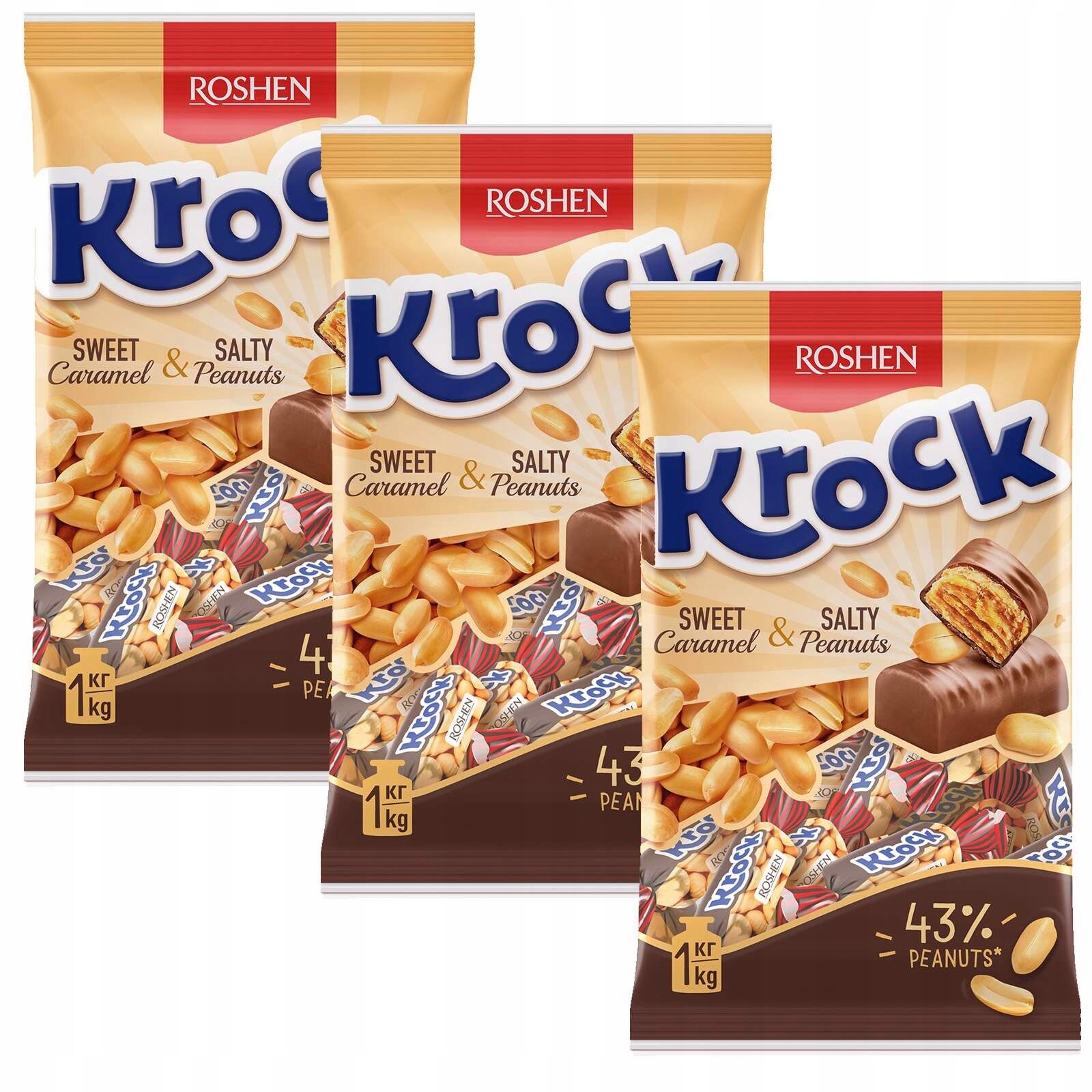 Roshen Bonbóny Krock s karamelem 1 kg x 3 kusy