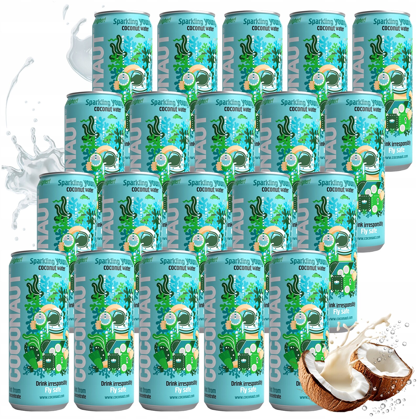 20 X Přírodní Perlivá Voda Z Mladého Kokosu V Plechovce, Nápoj 320 ML