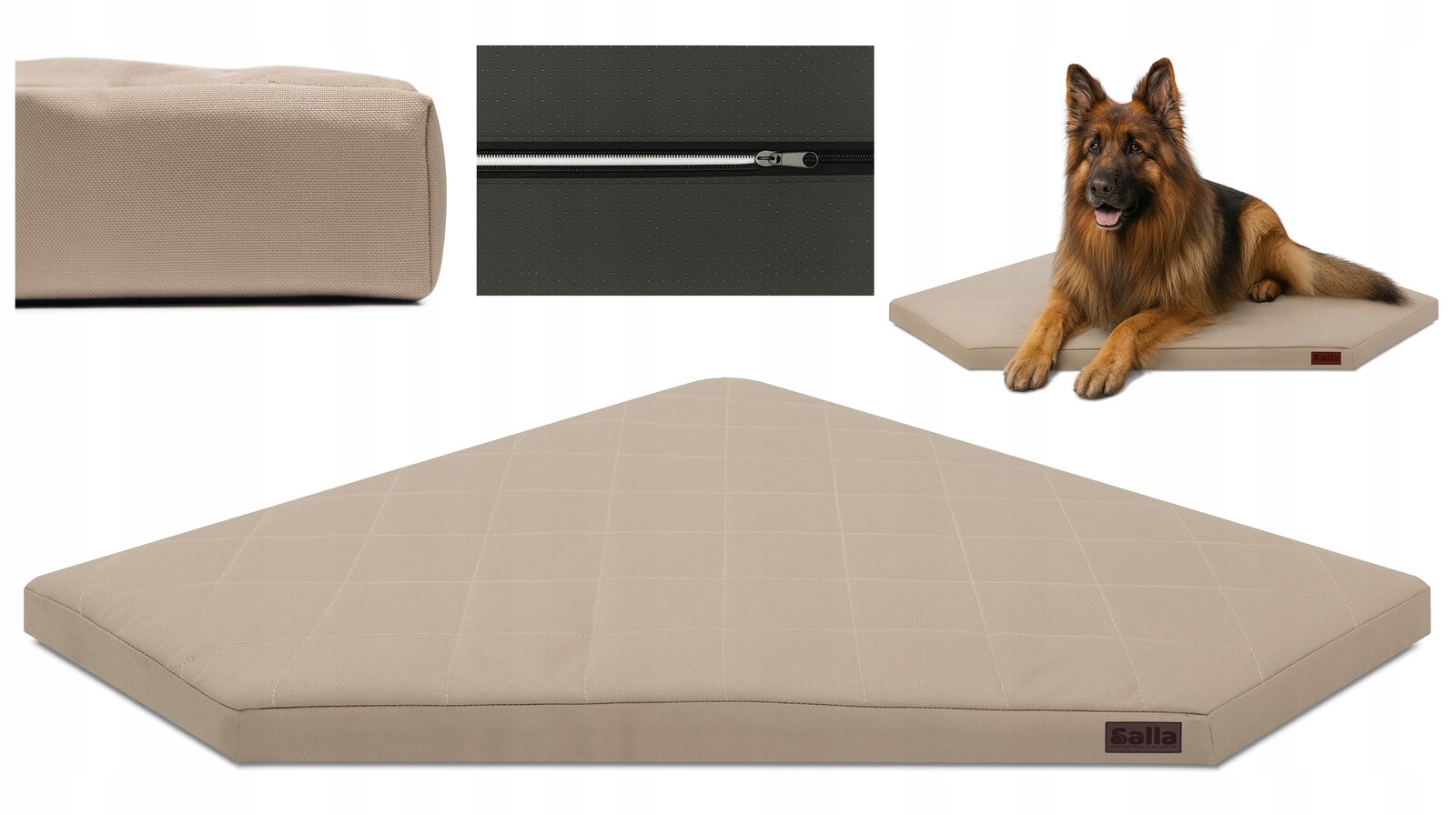 Pelíšek pro psa Voděodolné pěnová matrace se zámkem 130x130 béžová