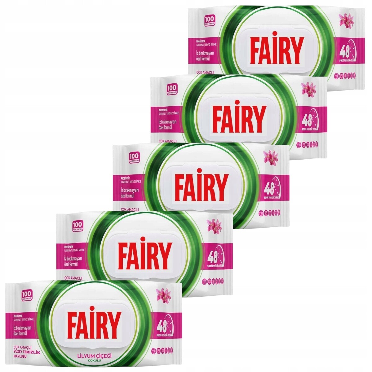 Velké vlhčené čisticí ubrousky Fairy Lilia, sada 5 x 100 ks