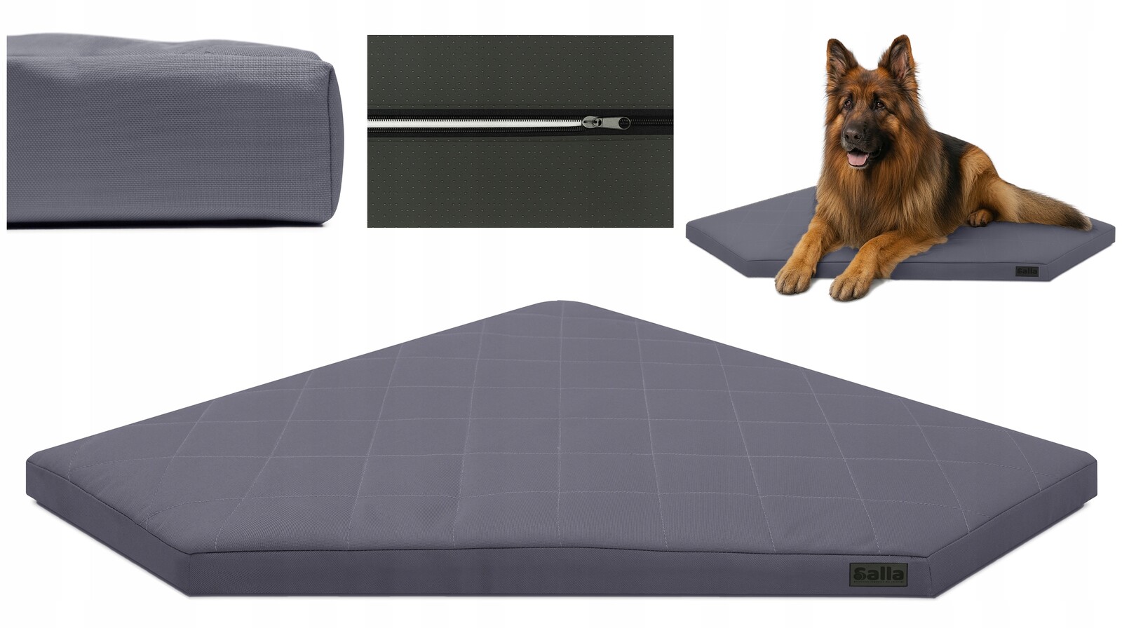 Pelíšek pro psa Voděodolné pěnová matrace se zámkem 110x110 šedá