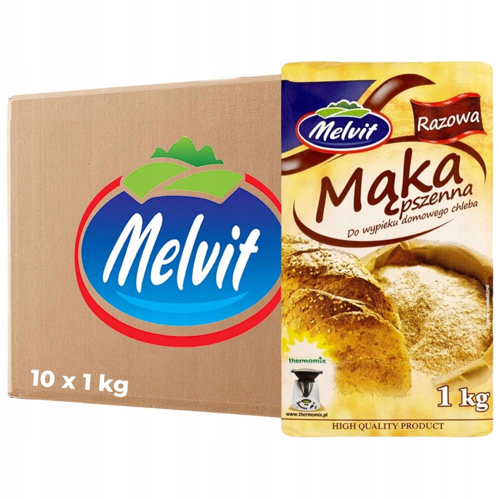 Melvit Jednorázová pšeničná mouka pro pečení domácího chleba 1 kg x 10 kusů