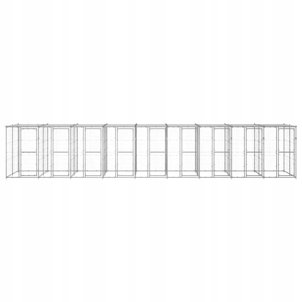 vidaXL Kotec pro psa s krytem, ocel, 21,78 m²