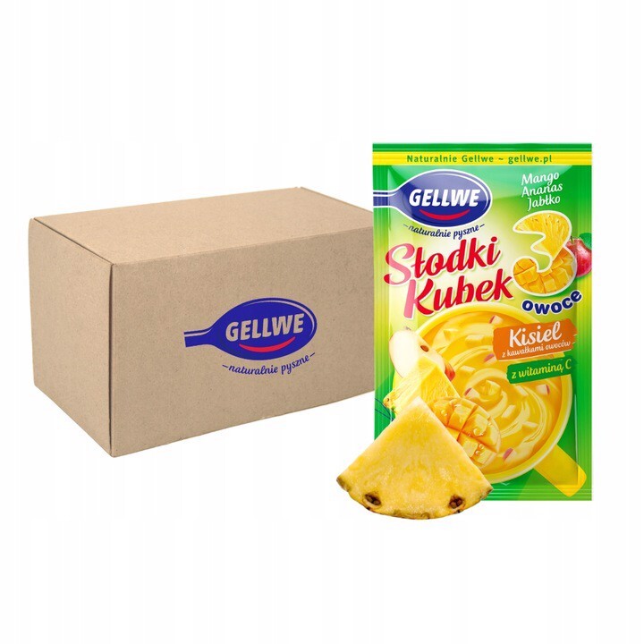 Gellwe Sladký Kysel 3 plody s kousky plodů manga-ananas-jablko 30 g x