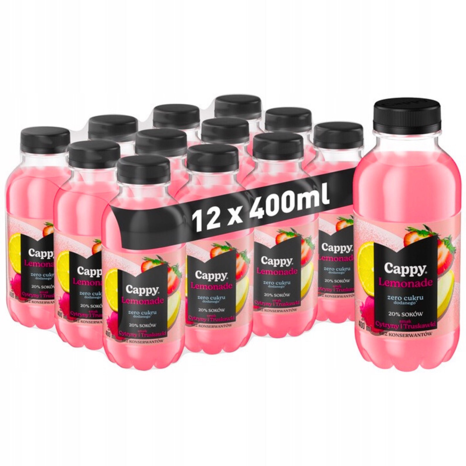 Cappy Lemonade Neperlivý nápoj s příchutí citronu a jahody 400 ml x 12 kusů