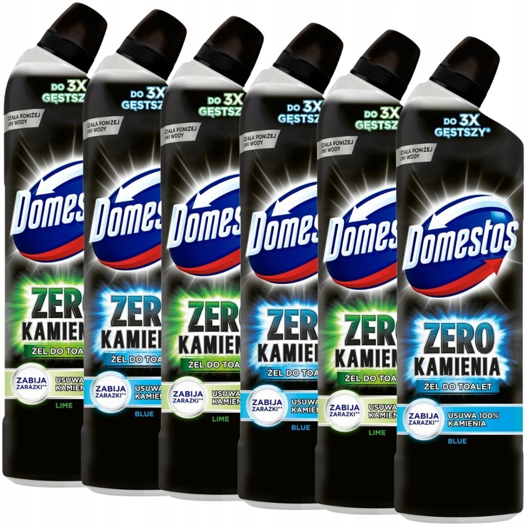 Domestos Nula kamenů Gel Tekutý přípravek na Wc Lime Blue MIX 6x750 ml