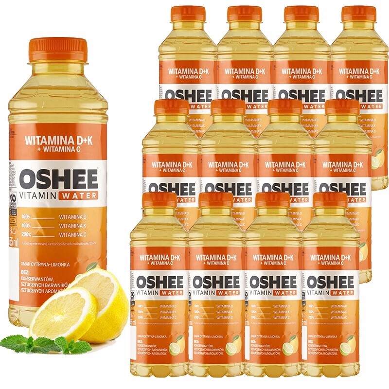 Oshee Vitamin Water Neperlivý nápoj s příchutí citron – limetka 555 ml x 12 ks