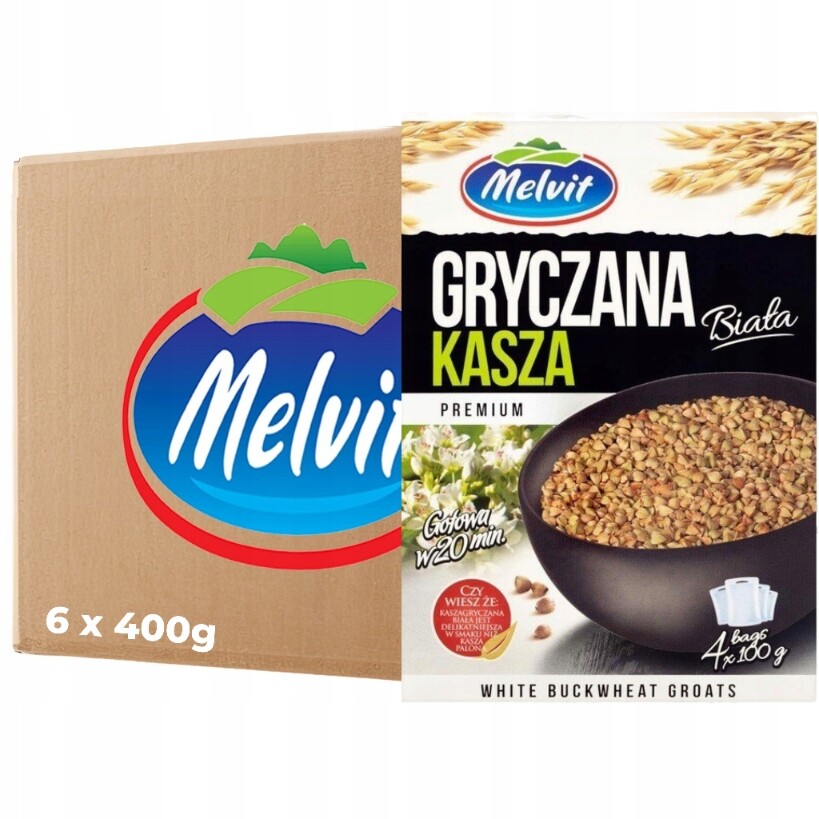 Melvit Premium Pohanková kaše bílá 400 g (4 sáčky) x 6 kusů