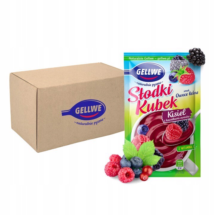 Gellwe Sladký Kysel s kousky ovoce, příchuť lesní ovoce 28 g x 30 kusů