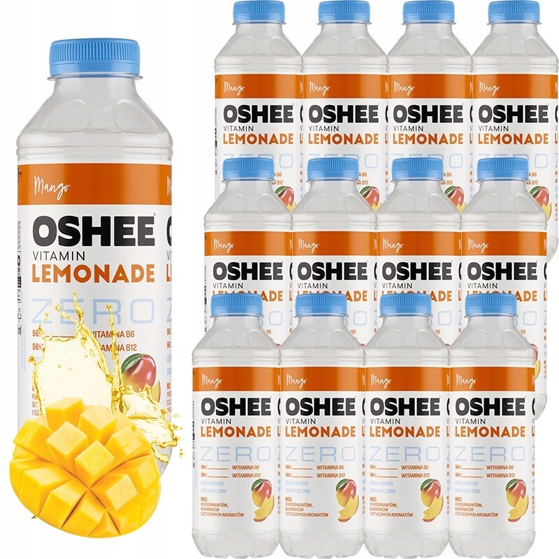 Oshee Vitamin Lemonade Zero Neperlivý nápoj mango 555 ml x 12 kusů