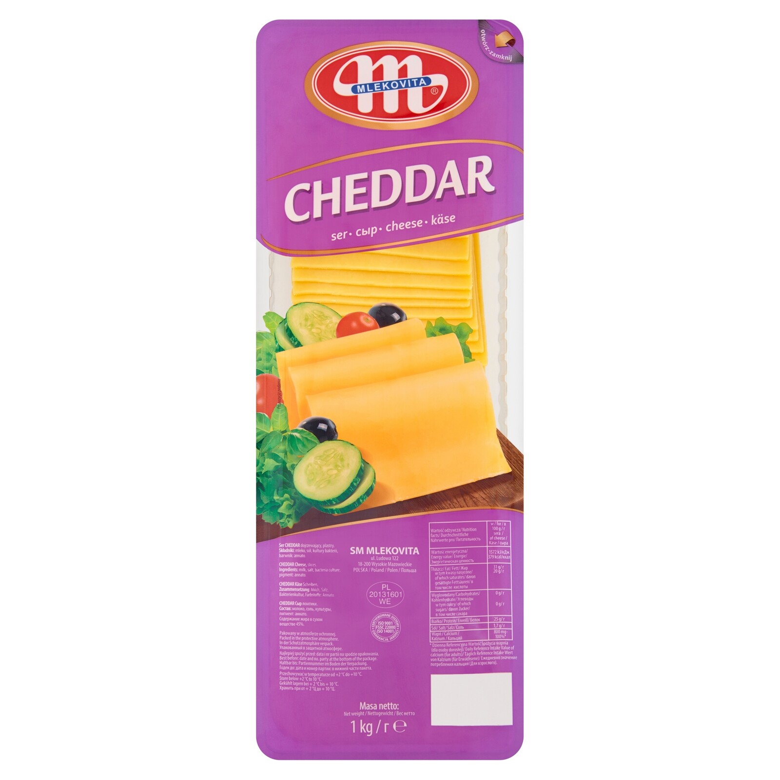 Mlekovita plátky sýra Cheddar 1 kg