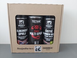 Set technických sprejů Den Braven silikonový sprej DEBBEX + multisprey Tectane Cobra 6v1 + cockpit sprej DEBBEX