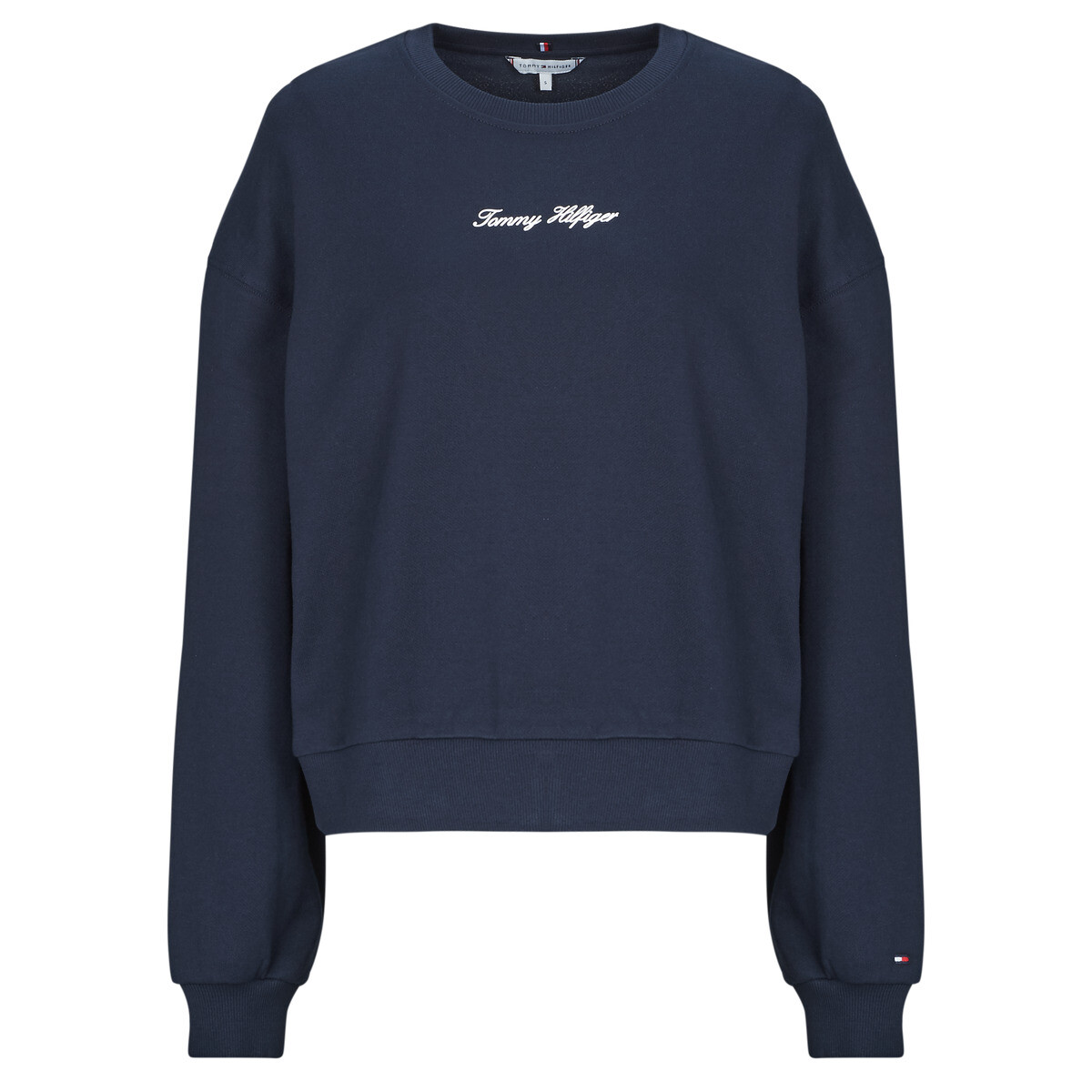 Tommy Hilfiger  CLASSIC SCRIPT TERRY SWEATSHIRT  Tmavě modrá