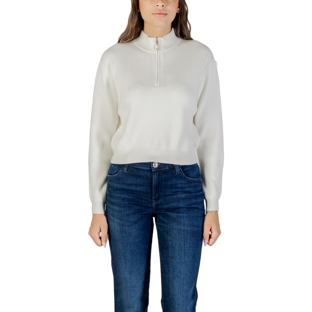 Guess  LS HALF ZIP HARLEY SWTR W5BR29 Z0572  Bílá