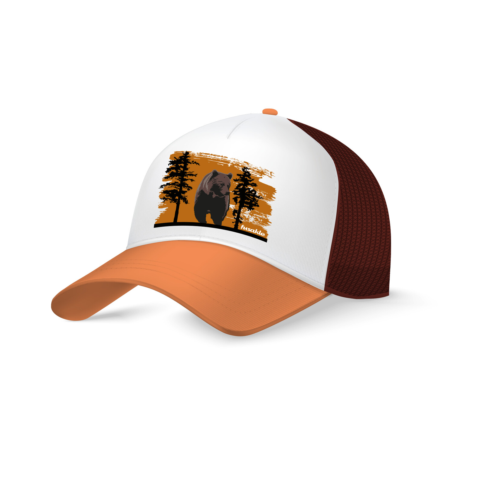 Kšiltovka Medvěd bílá, oranžový kšilt