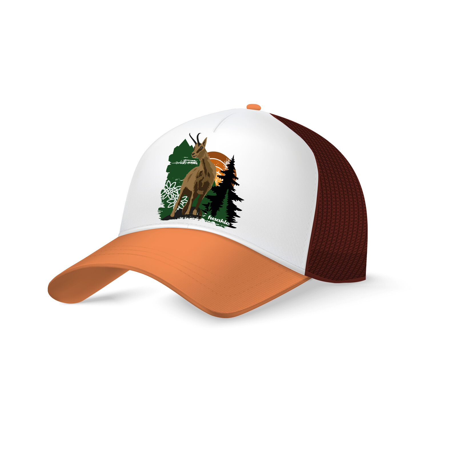 Kšiltovka Kamzík tatranský bíla, oranžový kšilt