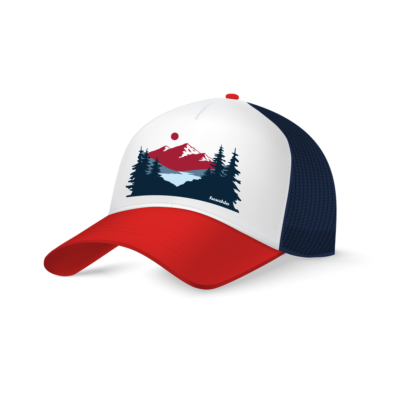 Kšiltovka Panoramata bíla, červený kšilt