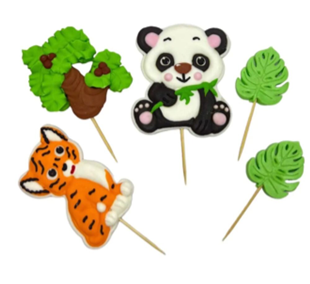 Cukrové zapichovací dekorace – panda a tygr - K-Decor