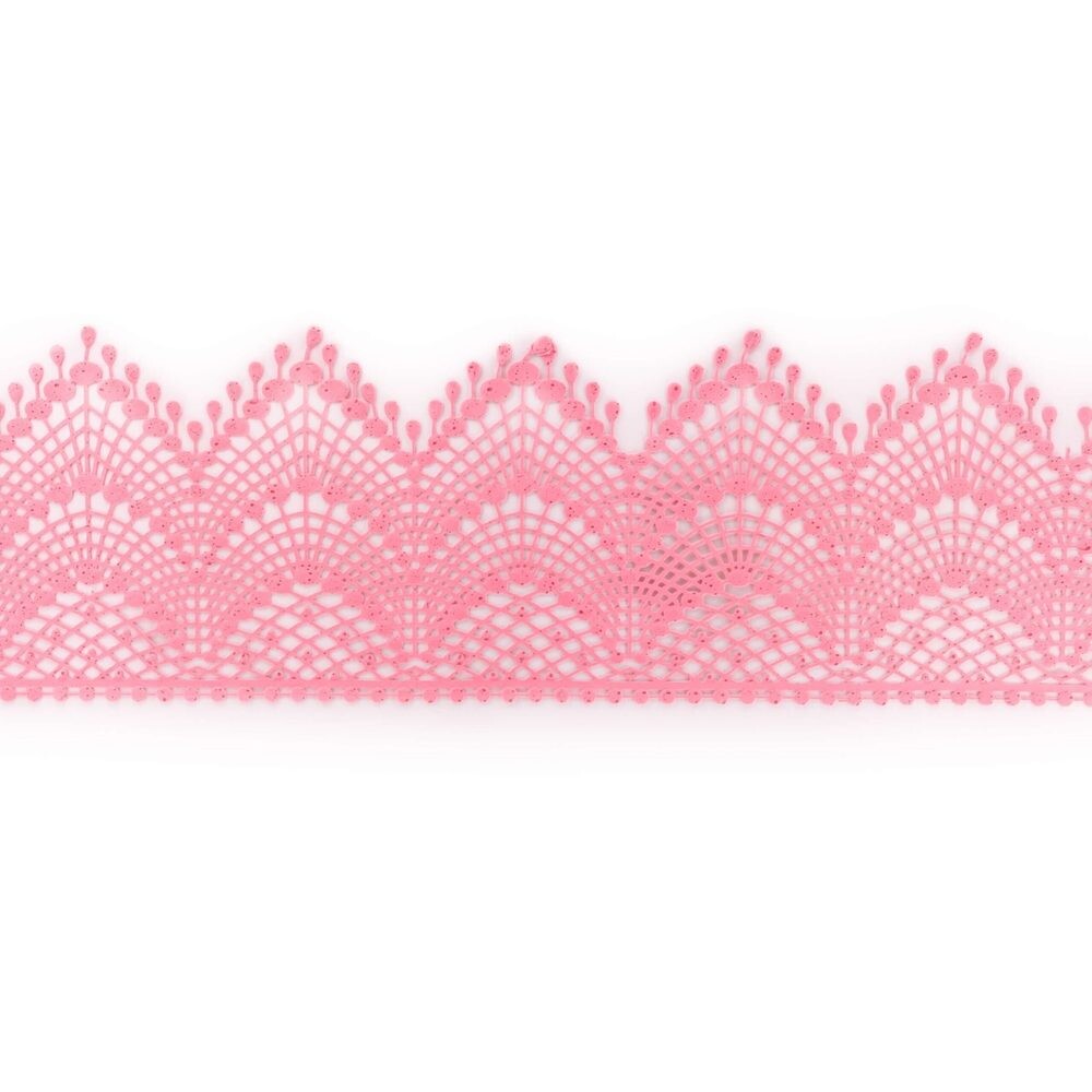 Cukrová krajka růžová - šířka 8 cm - K-Decor