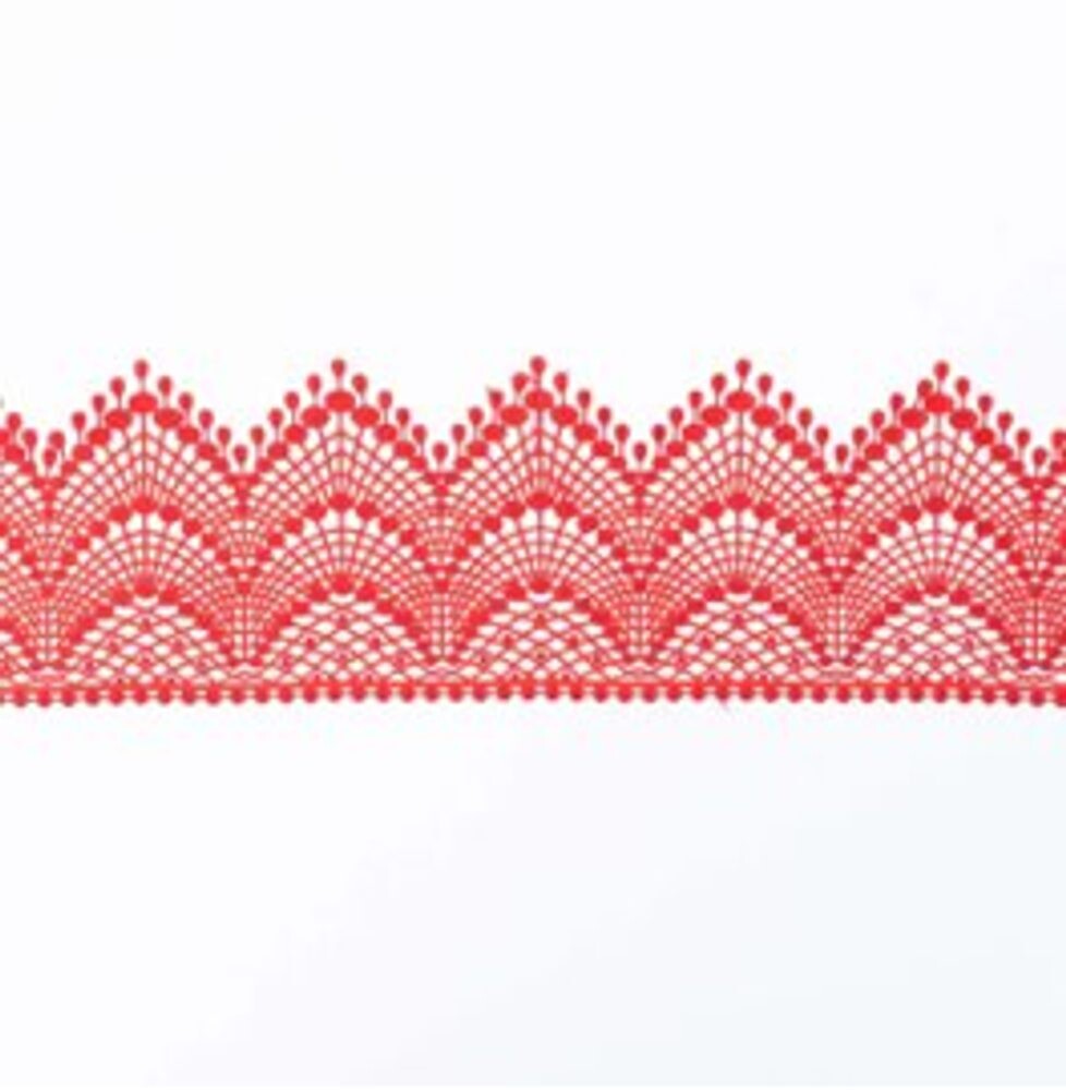 Cukrová krajka na dort – červená - šířka 6 cm - K-Decor