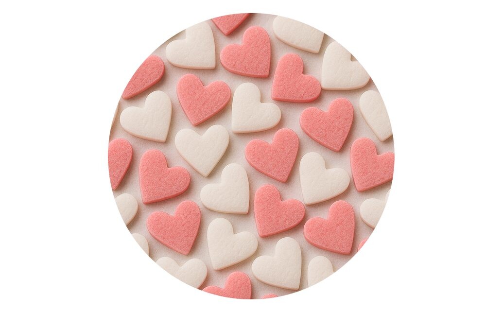 Srdíčka z jedlého papíru 20mm červeno-růžovo-bílá 15 g -