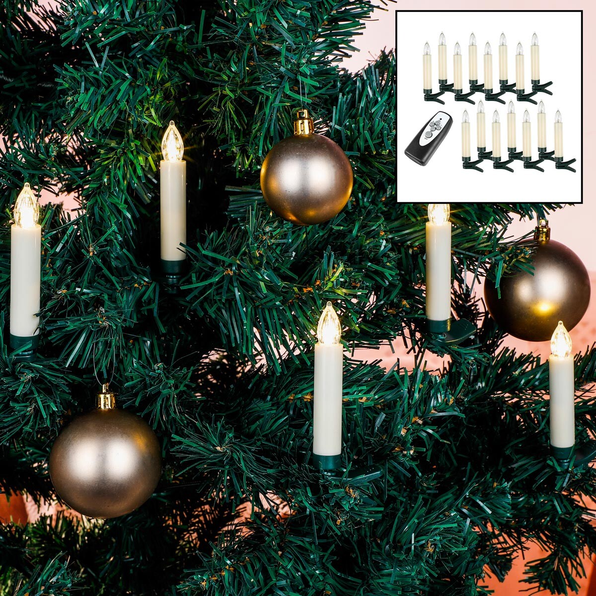 Bezdrátové svíčky na stromeček, 15 ks