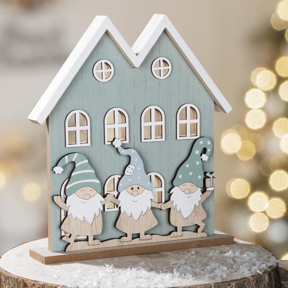 Dřevěná dekorace Dům skřítků