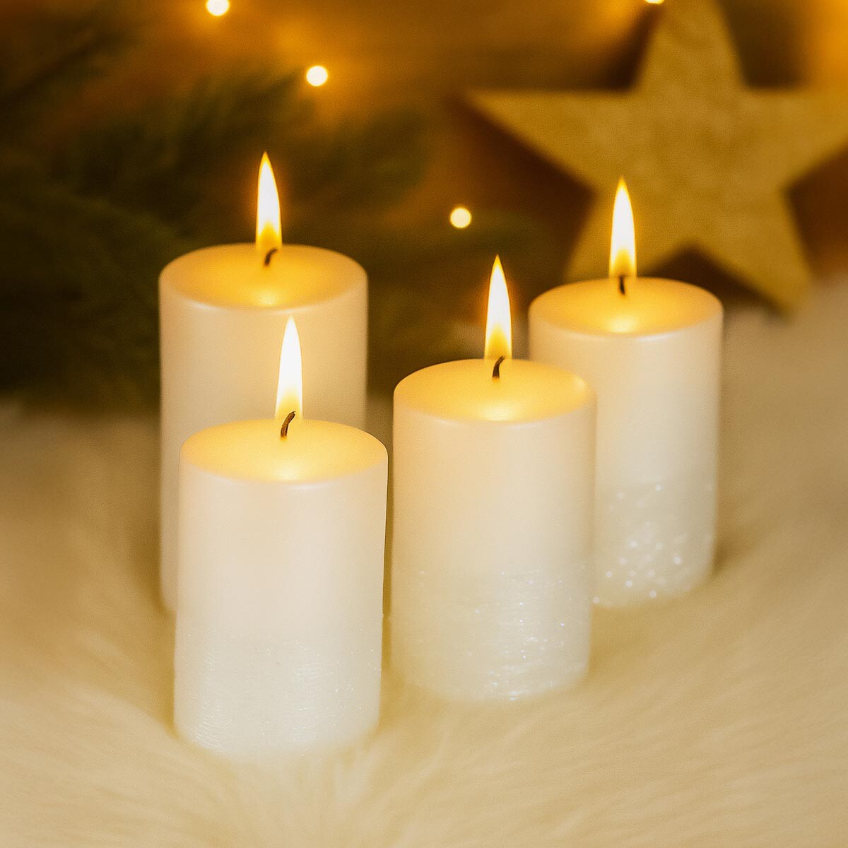 Voskové svíčky, 4 ks, bílé