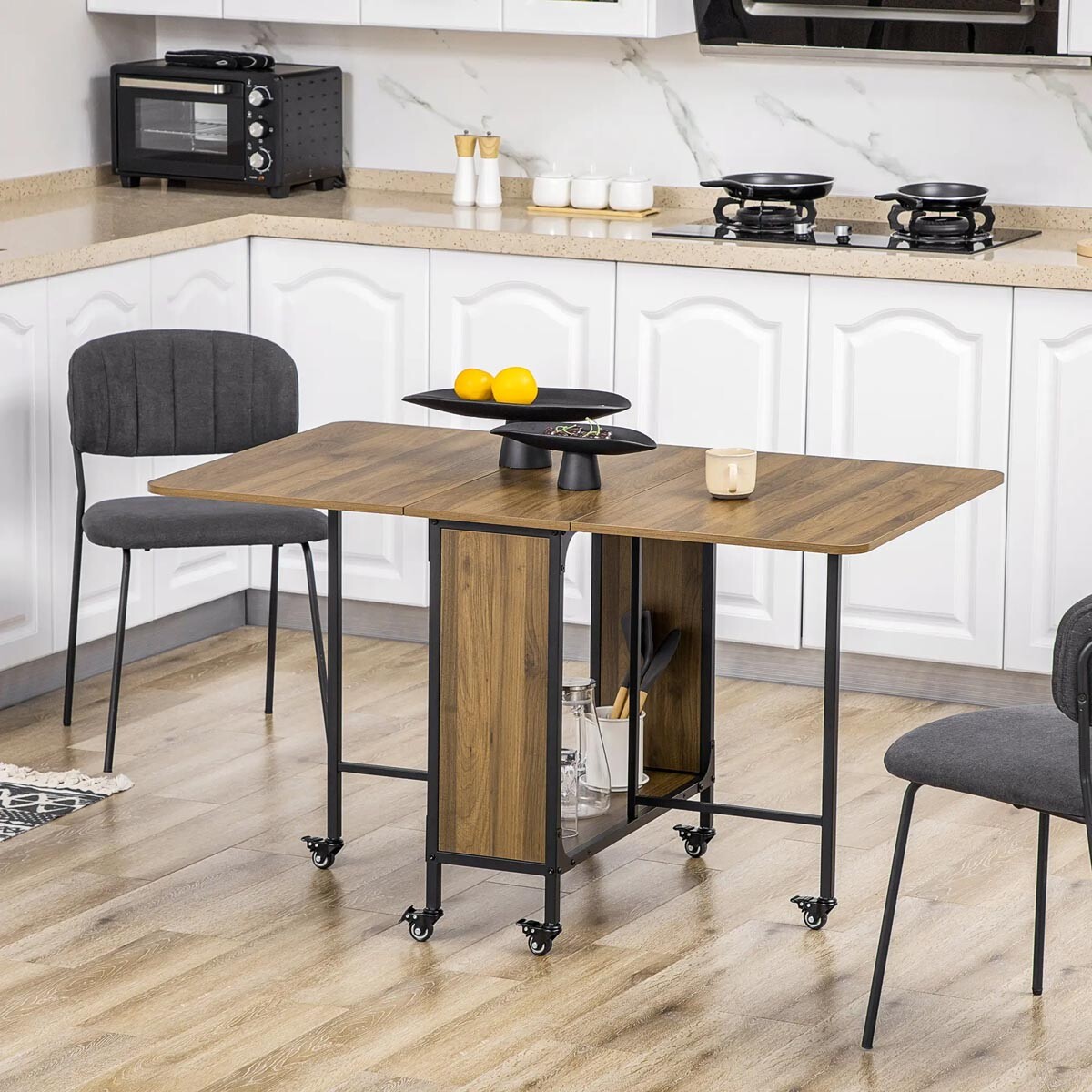 Mobilní skládací jídelní stůl, hnědý